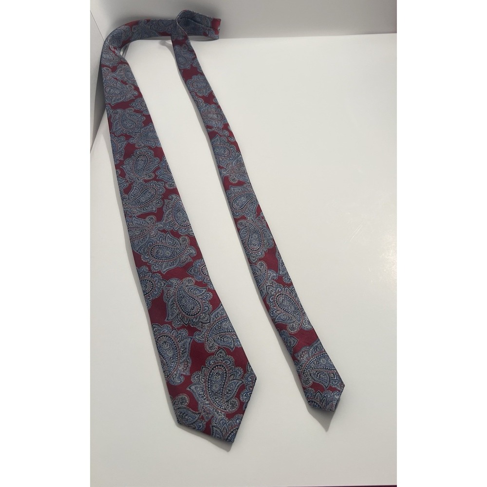 Burgundy And Blue Paisley Silk Tie By Buttoned Down Extra Long